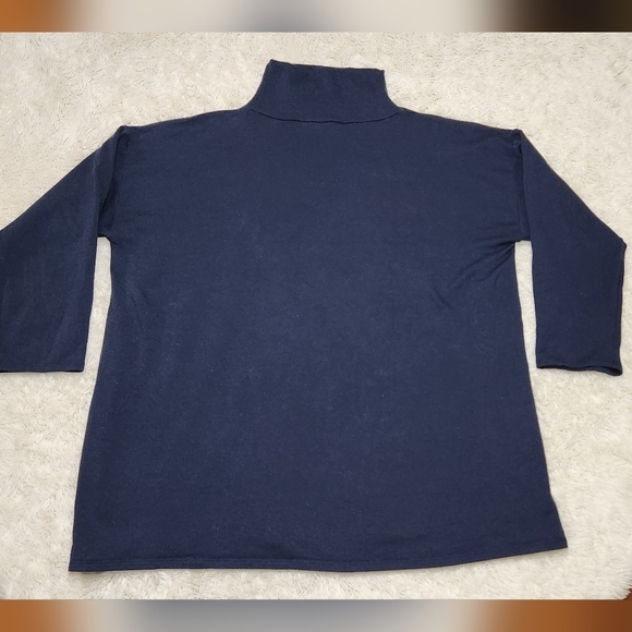 EILEEN FISHER Cozy Brushed Terry Mock Neck Long Boxy Fit Pullover Top Sz XL - Picture 4 of 8